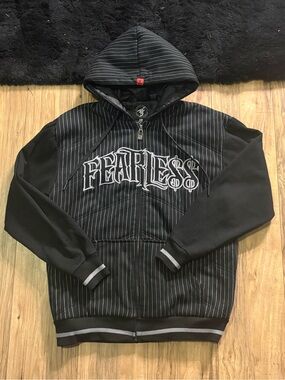 Fearless Men’s Black Zip-Up Hoodie Sweatshirt